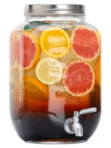 Dispensador Vitrolero Para Agua y Bebidas De Vidrio 4 Litros Mason Jar Con Tapa Base de Metal Despachador Cocina Estilo Vintage Clásico Rústico Elegante Práctico Duradero Organización Eventos Fiesta Color Transparente - transparente - Ver 5