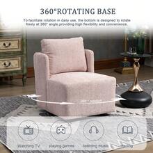 HOMEFUN Swivel Barrel Chair, Comfy Round Accent Sofa Chair For Living Room, 360 Degree Swivel Barrel Club Chair, Leisure Arm Chair For Nursery, Hotel, Bedroom, Office, Lounge - 粉色 - 查看 4