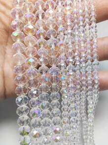 1串/套AB彩玻璃珠，尺寸3mm/4mm/6mm/8mm/10mm/12mm，包括节日珠、奥地利水晶珠、圆珠、刻面珠和隔珠，适用于耳环、手链、脚链、项链等饰品制作、DIY手工、圣诞树装饰、节日装饰、婚礼装饰和窗户装饰。 - Crystal AB - 查看 6