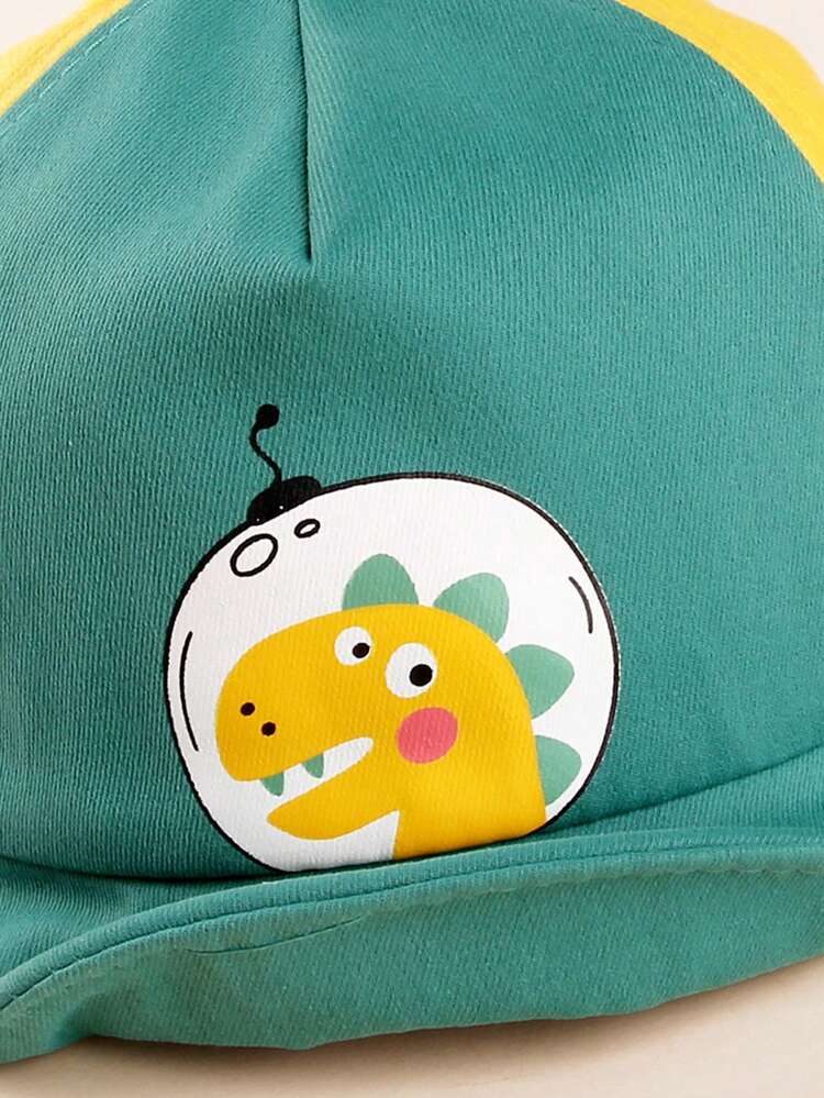 1 Boné De Balde Com Aba Macia Estampada De Dinossauro Para Bebês E Crianças Pequenas, Unissex, Para Proteção Solar - Verde - Ver 5