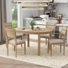 Nestfair 5-Piece Dining Table Set With 2 Drawers And 4 Upholstered Chairs
