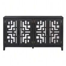Nestfair Retro 4-Door Mirrored Buffet Sideboard With Metal Pulls
