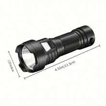 Led高亮手電筒,三種照明模式,usb智能快速充電手電筒,適用於戶外徒步旅行露營釣魚院子探照燈 - 黑色 - 查看 6