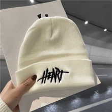 Street Winter Ins Knitted Hat, Hip Hop Style Embroidered Letter Knit Beanie For Men And Women, Warm And Fashionable