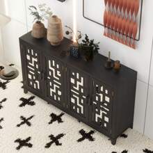 Nestfair Retro 4-Door Mirrored Buffet Sideboard With Metal Pulls