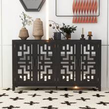 Nestfair Retro 4-Door Mirrored Buffet Sideboard With Metal Pulls