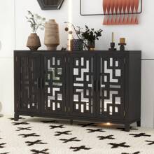 Nestfair Retro 4-Door Mirrored Buffet Sideboard With Metal Pulls
