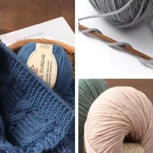 5入組手工編織羊毛線,4層多色線條適用於成人帽子、圍巾、針織衫、毛衣、厚線 - 紫色 - 查看 5