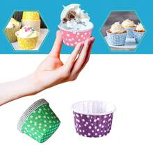 Miliocry 50 件捲邊紙杯蛋糕紙杯,防油巧克力蛋糕紙杯,鬆餅烘焙杯,不沾蛋糕紙杯蛋糕紙杯蛋糕烘焙工具,耐烤箱高溫 - 紅色 - 查看 4