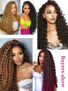 22英寸柔软棕色海洋波浪钩编假发，深波浪扭辫钩编发片卷曲编织合成假发（22英寸） - 棕色 - 查看 9