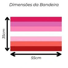 Bandeira Avulsa Orgulho LGBT Cores em Cetim Brilhante Tamanho Pequeno 55cm x 35cm - Parada Gay Desfile Pride Colorida Gêneros Arco Íris LGBTQIAP+ - Lésbica - Visão 3