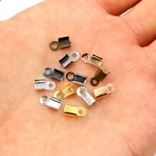 100pcs Cove Clasps Cord End Caps String Ribbon Leather Clip Tip Fold Crimp Bead Connectors For DIY Jewelry Making Findings