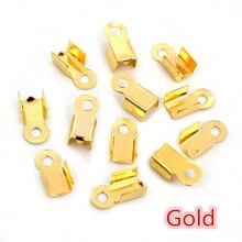 100pcs Cove Clasps Cord End Caps String Ribbon Leather Clip Tip Fold Crimp Bead Connectors For DIY Jewelry Making Findings