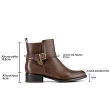 Botines Dama Baja Mujer Diario Casual Descanso Moda Weide Botines de Mujer - Caqui - Ver 5