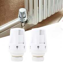 2X Radiator Thermostatic Head Heater  Heating Valve Replacement Head - White - View 3