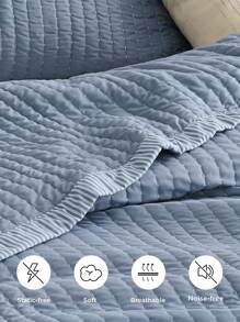 Bedsure Mother's Day Lightweight Soft Quilt Bedding Set, 2/3Pcs, 1 Quilt And 1/2 Pillow Shams, For Spring Decor, Wedding Decor, Easter Decor, Room Decor, Home Decor - 藍色 - 查看 5