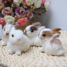 1 Pieza Figurita De Conejo En Miniatura Hecho A Mano De Alta Calidad, Regalo Realista De Decoración Animal Para Casa, Oficina, Automóvil, Tienda, Dormitorio, Sala De Estar Para Ser Mostrado En 4 Colores Disponibles