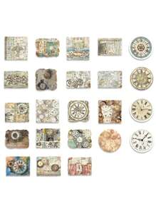 45 Stücke Zeit Ring Aufkleber, Kreative Retro Alte Dinge Uhren Diy Material Aufkleber. Geeignet Für Fotoalben, Tagebücher, Tassen, Notizbücher, Handys, Scrapbooks