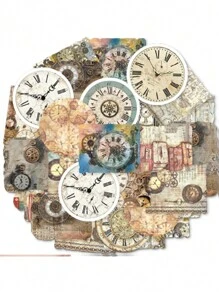 45 Stücke Zeit Ring Aufkleber, Kreative Retro Alte Dinge Uhren Diy Material Aufkleber. Geeignet Für Fotoalben, Tagebücher, Tassen, Notizbücher, Handys, Scrapbooks
