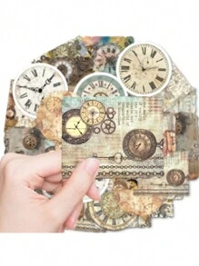 45 Stücke Zeit Ring Aufkleber, Kreative Retro Alte Dinge Uhren Diy Material Aufkleber. Geeignet Für Fotoalben, Tagebücher, Tassen, Notizbücher, Handys, Scrapbooks