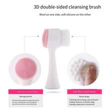 1 件装硅胶洗脸刷，手动洁面刷，软毛，双面按摩刷 - 粉色 - 查看 8