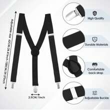 1pc Men's Elastic Suspenders With 3 Clips, Adjustable Braces For Everyday, Business And Formal Dress Halloween For Going Out Outfit Wedding Party And For Gift Autumn-Winter Accessories Halloween Costume,Suitable For Teens, Youth,Men,Casual, Outdoor, Athletic, Vacation, Graduation Gifts, Birthday, Daily Wear - Beige - View 2