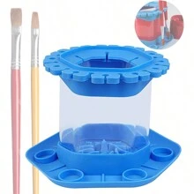 1pc Paint Brush Cleaner With Brush Holder, Silicone Cleaning System For Acrylic, Watercolor Paints, Ideal For Art Studio, Classroom, Home Use And More - Blue - View 1