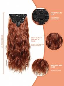 20 pulgadas Extensiones de cabello con clip de color naranja-marrón, set de 6 piezas, extensiones de cabello ondulado suave, extensiones de cabello gruesas, extensiones de cabello con clip, extensiones de cabello completas con clip para mujeres, extensiones de fibra sintética, adecuadas para fiestas y Navidad - Naranja Manchado - Ver 5