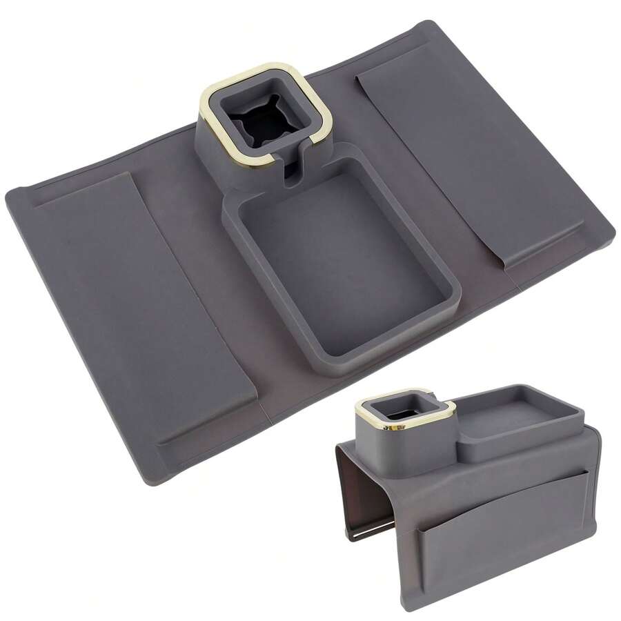 Đi văng Giá giữ tách Cái mâm Không trượt Sofa Chỗ để tay Cái mâm Silicone Sofa Giá giữ tách Đa chức năng Đi văng Chỗ để tay Cái mâm Màu xám Đi văng Caddy Với Giá giữ tách Đối với Cốc Kính Điều khiển từ xa Điện thoại