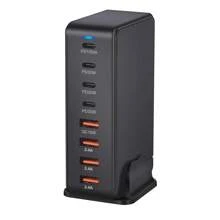 ilepo 240W USB C 充电器 GaN 8 端口桌面充电站 100W USB-C 笔记本电脑充电器 兼容 Macbook Pro 15/14/13 - 黑色 - 查看 2