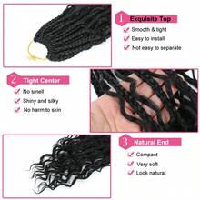 TOMO Boho Box Braids Crochet Hair 3x盒式辮編織附捲曲波西米亞編織渐層编织头发扩展14英寸16股黑色 - 黑色 - 查看 4