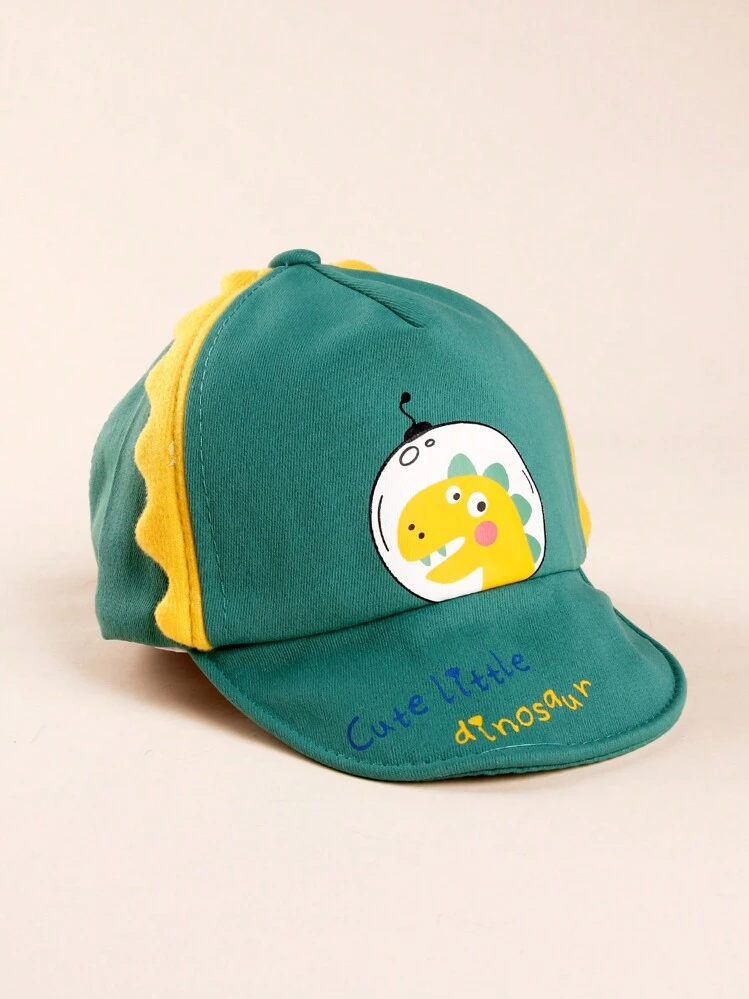 1 Boné De Balde Com Aba Macia Estampada De Dinossauro Para Bebês E Crianças Pequenas, Unissex, Para Proteção Solar - Verde - Ver 1