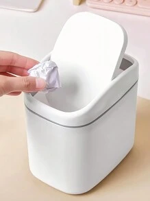 1入組桌面擺動蓋垃圾桶收納盒,適用於家庭和辦公室 - 彩色 - 查看 2