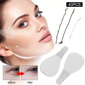 40pcs Facial Lifting Tape, Invisible Face Lifting Stickers For Double Chin, V-Line, Wrinkles. Perfect For Women's Eye Skin Care