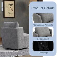 HOMEFUN Swivel Barrel Chair, Comfy Round Accent Sofa Chair For Living Room, 360 Degree Swivel Barrel Club Chair, Leisure Arm Chair For Nursery, Hotel, Bedroom, Office, Lounge - 灰色 - 查看 2
