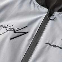 Boyfriend Style Men's Functional Jacket Baseball Jacket, Embroidery Stand Collar Thin Bomber Jacket Gym Clothes Boyfriend Style Men - Grey - View 3