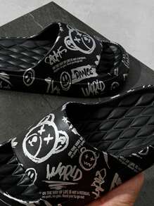 Zapatillas de ducha antideslizantes de EVA para hombre, de uso en interiores y exteriores, nuevas para el verano, estilo de celebridad de la red - Negro - Ver 4