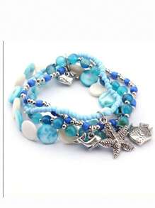 50入組隨機混合的貝殼/海螺/海龜/魚/海馬/象-海洋/陸地動物的鋅合金吊墜，適用於手工DIY手鍊、耳環、項鍊和夏季沙灘珠寶製作 - 復古銀色 - 查看 8