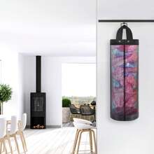 1 件塑膠袋袋架,聚酯雜貨袋架塑膠分配器可折疊透氣可水洗懸掛網狀垃圾袋整理器適用於廚房塑膠袋存儲