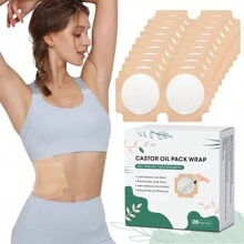 Castor Oil Pack Wrap, 20Pcs Disposable Castor Oil Packs, Highly Absorbent, Self-Adhesive Castor Oil Wrap - 卡其色 - 查看 1