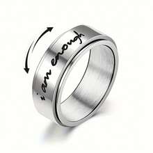 Minimalist Letter Design Ring For Men, Versatile Daily Wear Finger Ring - Silver - View 3