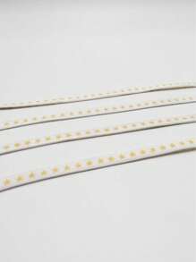2 Piezas/paquete Cordones De Moda Con Patrón De Estrellas Para Zapatillas De Deporte Y Zapatos Casuales - Mostaza Amarilla - Ver 1