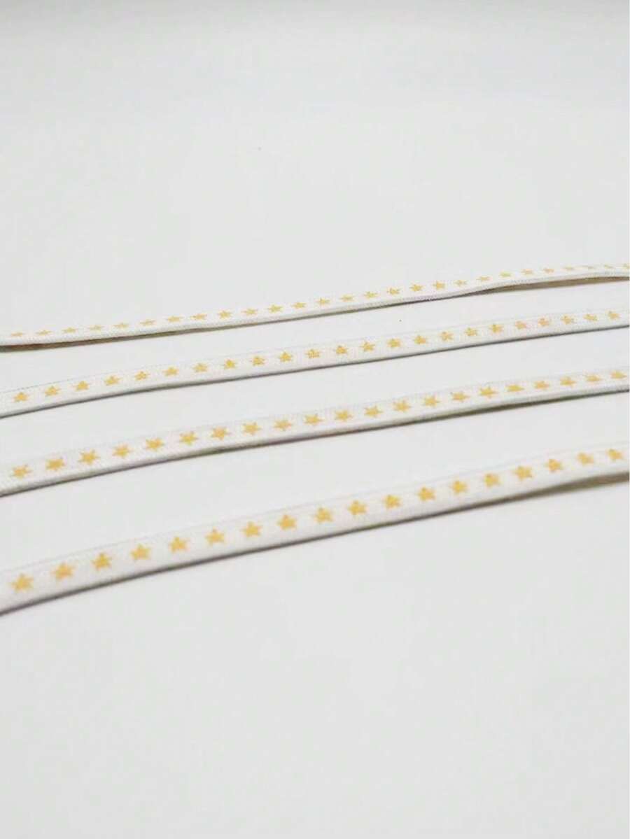 2 Piezas/paquete Cordones De Moda Con Patrón De Estrellas Para Zapatillas De Deporte Y Zapatos Casuales - Mostaza Amarilla - Ver 1