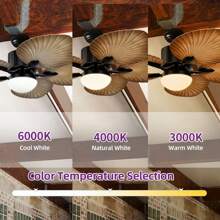 52 Inch Tropical Ceiling Fans With Lights And Remote Modern Fan Light With 5 Palm Leaf Blades Memory Function For Indoor - 淺木紋 - 查看 5