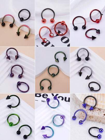 3入組可愛多彩的16g不鏽鋼鼻環唇環帶鉸鏈式鼻環,鼻環,用於鼻中膈、軟骨環等部位的環形鼻環、耳環,穿刺體飾品
