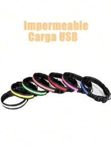 Collar Luz Led Perro Gato Mascota Luminoso Colores Ajustable - Rojo - Ver 5