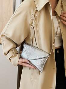 Ladies' Fashionable Simple All-Match Shoulder Crossbody Bag - Silver - View 4