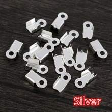 100pcs Cove Clasps Cord End Caps String Ribbon Leather Clip Tip Fold Crimp Bead Connectors For DIY Jewelry Making Findings