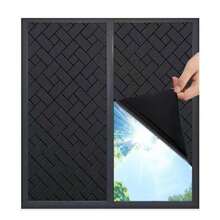 1卷靜電貼窗花膜,啞黑色霧面對角網格裝飾玻璃膜,保護隱私（提供1m、2m、3m、4m和5m）可選擇 - 黑色 - 查看 1