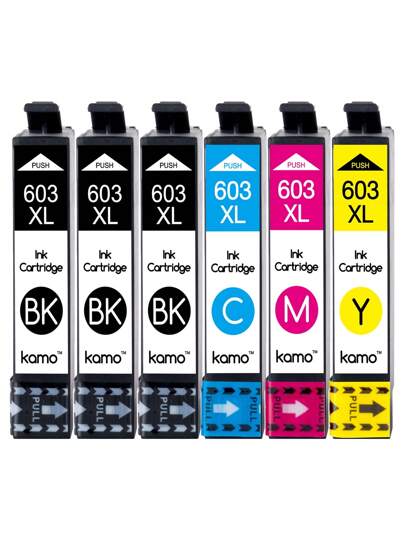 Kamo 603 XL Multipack compatibel met Epson 603 603XL inktcartridges (6-pack), voor Expression Home XP-2100 XP-2105 XP-3100 XP-3105 XP-4100 XP-4105, Workforce WF-2810 WF-2830 WF-2835 WF -2850WF-2870